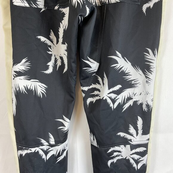 Lifted Anchors Track Pants Men's L Black White Cream Palm Tree Print Elastic Tie - Picture 10 of 14